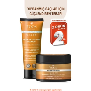 Vegan Tuzsuz Şampuan & Saç Bakım Maskesi 250ML, Hyaluronik Asit, Keratin, Kolajen ve Biotin 2'li Set