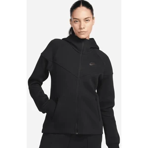 Tech Fleece Windrunner Full-Zip Hoodie Siyah Tam Fermuar Kapüşonlu Kadın Sweatshrit