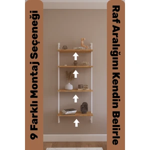 Modüler Model 4 Raflı Duvara Monte Kitaplık Duvar Rafı Aksesuar Rafı