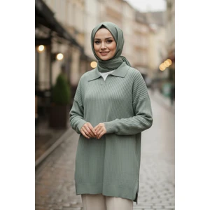 Fitilli Mint Tesettür Triko Kazak Tunik 65903MINT