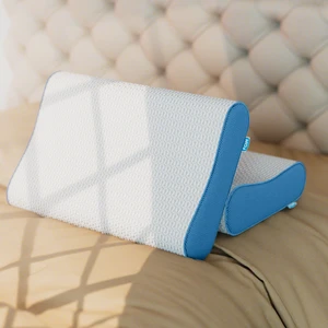 FOM 2'li Flex Tam Ortopedik Visco Konforlu Uyku Yastık Kampanyası, Ortopedik, 60 X 40 X 14/11, Açık Mavi