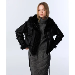 Deri Görünümlü Suni Kürk Mıx Mont TW6240012173001