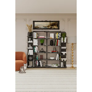 Asra Trend DK-01 Duvar/Köşe Modüler Kitaplık – 176 cm Geniş Ünite, 17 Raflı Salon & Ofis Kitaplığı