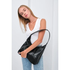 Gina Vintage Deri Omuz Çantası Siyah