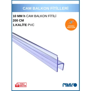 10 mm Küçük h (Y) Cam Balkon Şeffaf Fitil 200 cm