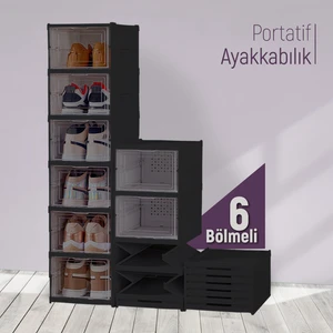 Trend Maison Katlanabilir Portatif 6 Katlı Plastik Ayakkabılık Düzenleyici