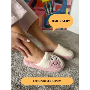 Kadın Sessiz Taban Yumuşak ve Hafif Kurbağa Desenli Peluş Ev Terliği