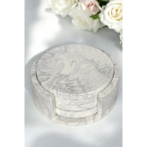 Modern Mermer Desenli 4’lü Beton Bardak Altlığı & Organizer | Minimalist Dekoratif Altlıklar