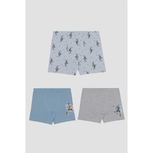 Erkek Çocuk Pamuklu Baskılı Rahat Kesim Likralı Boxer 3'lü Paket 3520 Renkli