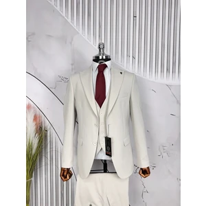 Slim Fit Çift Düğme Yelekli Takım Elbise