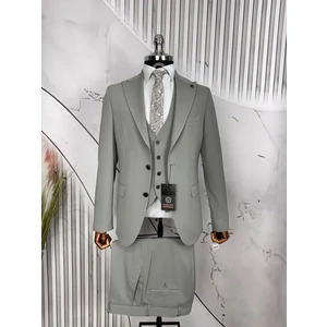 Slim Fit Çift Düğme Yelekli Takım Elbise