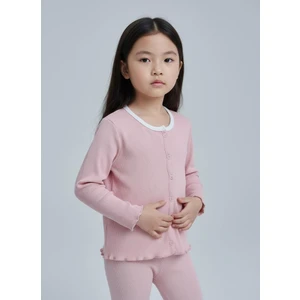 Kız Çocuk Fitilli %100 Pamuklu Düğmeli Hırka