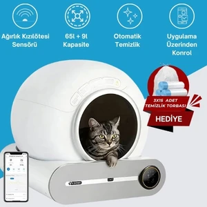 Smart Cat Cleaner 65L Hacim 9L Kapasiteli ve Wifi Uygulama Bağlantılı Kedi Tuvaleti