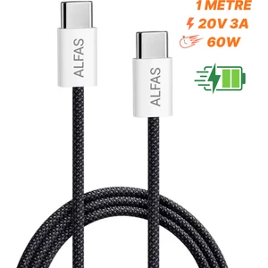 60W Usb-C Type-C Şarj Kablosu Pd 60W 3A 1gbps Hızlı Şarj & Data Transfer Usb-C Iphone Android Örgülü