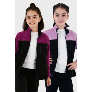 Yumuşak Dokulu Fermuarlı Renk Bloklu Dik Yaka Cepli 2'li Paket Hırka Polar Çocuk POLAR 5905001S2