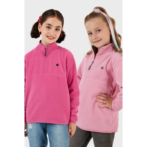 Yumuşak Dokulu Fermuarlı Dik Yaka Şardonlu 2'li Paket Polar Çocuk Polar 5905002S2