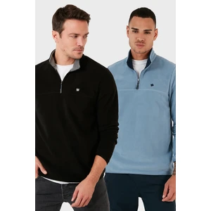 Slim Fit Anti-Pilling Tüylenme Yapmayan Bato Yaka Şardonlu 2'li Paket Polar Erkek POLAR 5906001S2