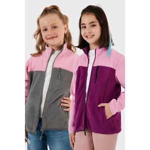 Yumuşak Dokulu Fermuarlı Renk Bloklu Dik Yaka Cepli 2'li Paket Hırka Polar Çocuk POLAR 5905001S2