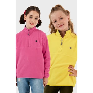 Yumuşak Dokulu Fermuarlı Dik Yaka Şardonlu 2'li Paket Polar Çocuk Polar 5905002S2