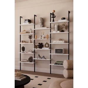 Dekoratif Tasarım Duvara Monte 14 Raflı Kitaplık Ofis-Salon-Ev Rafı- Kolay Kurulum- Ofis Rafı