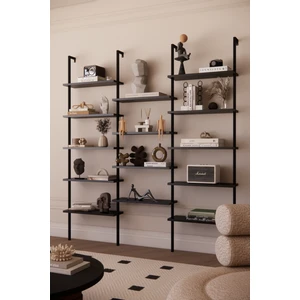 Dekoratif Tasarım Duvara Monte 14 Raflı Kitaplık Ofis-Salon-Ev Rafı- Kolay Kurulum- Ofis Rafı