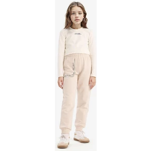 Kız Çocuk Baskılı Beli Paçası Lastikli Jogger Eşofman Altı D7012A824WN