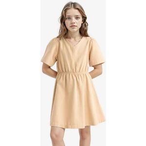 Kız Çocuk Standart Fit V Yaka Gabardin Kısa Kollu Elbise E2645A825SM