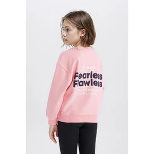 Kız Çocuk Relax Fit Bisiklet Yaka Sırt Baskılı Sweatshirt D9774A825SP