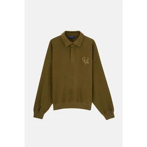 Fil Supersoft Oversize Polo Yaka Sweatshirt - Haki
