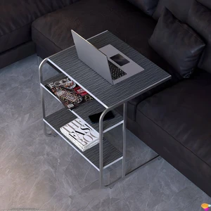 Modilayn C Yan Sehpa Geniş Boy Tekerlekli Çalışma, Atıştırmalık, Yemek, Laptop Sehpası Siyah Çizgili