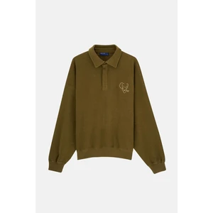 Fil Supersoft Oversize Polo Yaka Sweatshirt - Haki