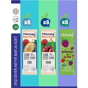 Ekşi Sever Meyve Barı – 24 Adet | Sağlıklı Atıştırmalıklar – Vegan, Glutensiz (20GR X 24 ADET)