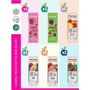 Karma 3 Meyve Bar 18 Adet | Sağlıklı Atıştırmalıklar – Vegan, Glutensiz, Koruyucusuz 20gr X 18 Adet