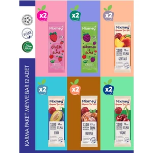 Karma 2 Meyve Bar 12 Adet | Sağlıklı Atıştırmalıklar – Vegan, Glutensiz, Koruyucusuz 20gr X 12 Adet