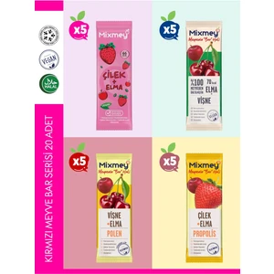 Kırmızı Meyve Bar Serisi 20 Adet | Sağlıklı Atıştırmalıklar – Vegan, Glutensiz (20GR X 20 ADET)