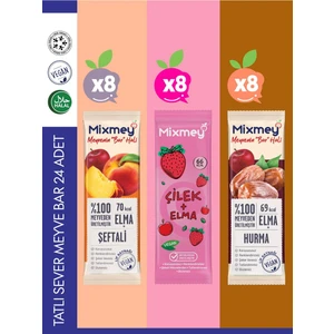 Tatlı Sever Meyve Barı – 24 Adet | Sağlıklı Atıştırmalıklar – Vegan, Glutensiz (20GR X 24 ADET)