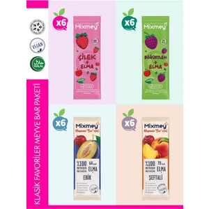 Klasik Favoriler Meyve Bar Paketi 24 Adet | Sağlıklı Atıştırmalık Vegan, Glutensiz (20GR X 24 ADET)