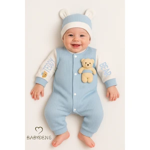 Teddy Bear Temalı Yenidoğan Fitilli Tulum Takımı Ayıcıklı Erkek Bebek Tulum Şapka Set PAMUK