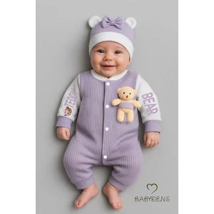 Baby Dens Teddy Bear Temalı Yenidoğan Fitilli Tulum Takımı Ayıcıklı Kız Bebek Tulum Şapka Set  Pamuk