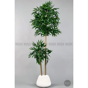 Yapay Bambu Ağacı 140 cm Yoğun Yapraklı İthal Bambu Yaprakları ile Şık Saksıda
