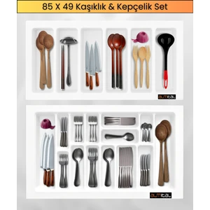 85x49 Cm. Beyaz Kaşıklık Ve Kepçelik 2'li Set (78X41 CM'E KADAR KESİLEBİLİR)