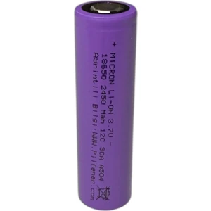  18650 3.7V (Volt) 2450 Mah 12C Lityum Şarj Edilebilir 1 Adet  Pil(Batarya) Pil Kutusu Hediyeli