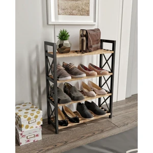 Dekoratif Ahşap Raflı 4 Katlı Ayakkabılık