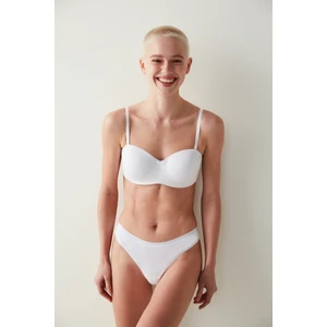 Beyaz Toparlayıcı Balenli Dolgusuz Straplez Lotus Sütyen