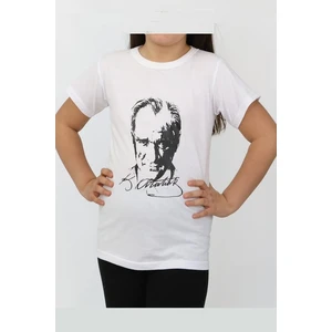 Tangara Design Atatürk Baskılı Çocuk Tişört Beyaz (Hediye Çantalı)