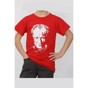 Tangara Design Atatürk Baskılı Çocuk Tişört kırmızı(Hediye Çantalı)