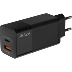 65W Çift Port Ultra Hızlı Şarj Aleti - Gan Destekli Android & iPhone & MacBook & iPad USB Qc3.0& Type-C Pd  Şarj Adaptörü - Siyah