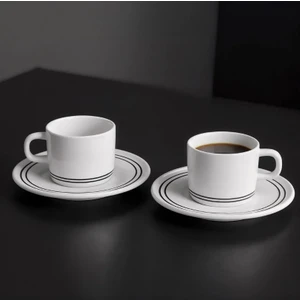 Güral Porselen Mental 4 Parça Çay Fincan Takımı Siyah