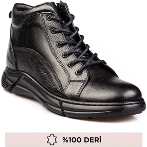 Hakiki Deri, Içi Kürklü, Fermuarlı, Erkek Deri Bot