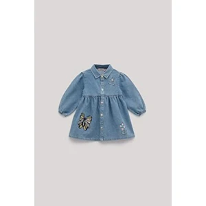 GB Baby Kız Bebek Denim Elbise Kloş Tasarım Günlük Kullanım İçin Gri Renkli